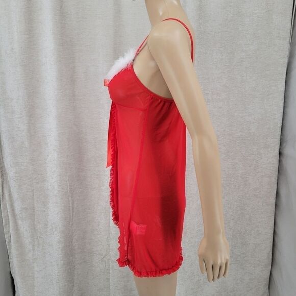 AVID Love Christmas Inspired Red Babydoll Negligee chemsie Lingerie - Picture 5 of 10